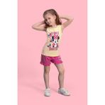 Mickey & Minnie Mouse Lisanslı Limon Sarı Kız Çocuk Şort Takım - 3 - 4 Yaş