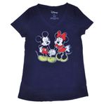 Mickey & Minnie Mouse V-Neck Graphic T-Shirt Navy Blue Juniors - Medium