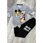 Mickey Mouse 2 Iplik Mevsimlik Erkek Çocuk Gri Eşofman Takımı - 9 - 10 Yaş