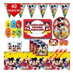 Mickey Mouse Afişli 40 Kişilik Doğum Günü Parti Malzemeleri Seti
