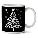 Mickey Mouse Christmas Tree Silhouette White Iki Tarafı Baskılı Kupa Bardak