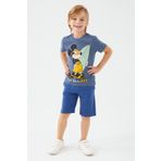 Mickey Mouse D4785-3 Lacivert Melanj Erkek Çocuk Bermuda Takım
