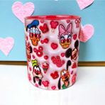 Mickey Mouse, Donald Duck, Goffy, Disney Tasarım Hediyelik Porselen Kupa Bardak - Kırmızı - 330 ml