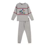 MICKEY MOUSE LİSANSLI BİSİKLET YAKA UZUN KOLLU PİJAMA TAKIMI Gri Melanj