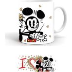 Mickey Mouse Love Baskılı Seramik Beyaz Kupa - 1 Adet - 199 ml