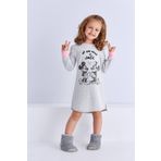 Mickey Mouse Mickey & Minnie Mouse Lisanslı Kız Çocuk Gecelik Açık Gri