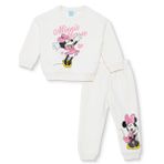 Mickie & Minnie - DISNEY Kız Bebek Lisans Eşofman Takımı Baskılı Bisiklet Yaka Long Sleeve Lastikli Ekru