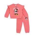 Mickie & Minnie - DISNEY Kız Bebek Lisans Eşofman Takımı Baskılı Bisiklet Yaka Long Sleeve Lastikli Pembe