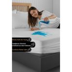 Micro-fitted %100 Sıvı Su Geçirmez Tek-çift Kişilik Full Kenar Çarşaf Yatak Alezi Koruyucu Çocuk 160x200 cm - 160 x 200 cm - Beyaz