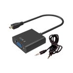 Micro Hdmi To Vga Kablo Çevirici Dönüştürücü Adaptör Ses Destekli
