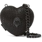 Micro Heart Clutch Bag, Kalp Şekilli Mini Zincirli Çanta Tek Boy Kadın Tasarımı - Siyah