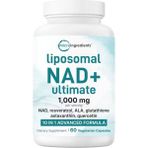 Micro Ingredients Liposomal Nad+ Ultimate 1000MG 60 Veggie Capsul Nmn Resveratrol, Glutathione, Astaxanthin For Women - Men. - Aromasız