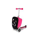 Micro Luggage Junior Velcro Işıklı Tekerlekli Katlanabilir Bavullu 3 Tekerlekli 2-6 Yaş Çocuk Scooter - Pembe