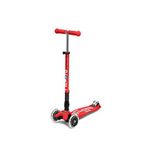 Micro Maxi Deluxe Led Işıklı Katlanabilir 3 Tekerlekli 5-12 Yaş Çocuk Scooter - Kırmızı