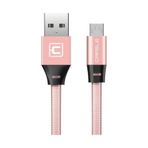Micro Usb Flat Fiber Orgulu 2.4A Sarj Ve Data Kablosu-Pembe