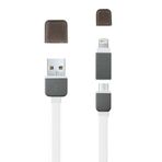 Micro usb ve Lightning Kablo 2 in 1 - Beyaz Gri
