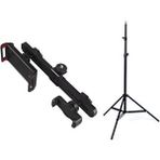 Microcase 2in1 Çift Başlıklı Ayarlanabilir 1 Telefon 1 Tablet Tutucu + 2.1 Mt Tripod - SİYAH AL5063 Siyah