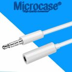 Microcase 3.5 mm Aux, Kulaklık Uzatma Kablosu 1 metre - Model No MH023 Beyaz