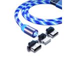 Microcase 3in1 Lightning Type C Micro Usb Işıklı Manyetik Şarj Kablosu 100 cm