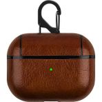 Microcase Airpods 3. Nesil Kulaklık ve Şarj Ünitesi Için Deri Desenli Askılı Kılıf - Koyu Kahverengi