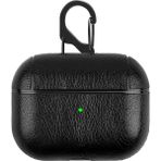 Microcase Airpods 3. Nesil Kulaklık ve Şarj Ünitesi Için Deri Desenli Askılı Kılıf - Siyah