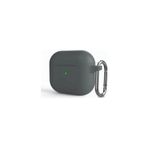 Microcase Airpods 3. Nesil Kulaklık ve Şarj Ünitesi için Silikon Kılıf Koyu Gri-AL2830