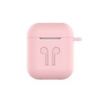 Microcase Airpods Kulaklık ve Şarj Ünitesi için Silikon Kılıf + Kulaklık Askılık + Çengel - Pembe
