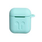 Microcase Airpods Kulaklık ve Şarj Ünitesi için Silikon Kılıf + Kulaklık Askılık + Çengel - Turkuaz