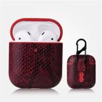 Microcase Airpods Kulaklık ve Şarj Ünitesi için Yılan Derisi Desenli Kılıf - KIRMIZI