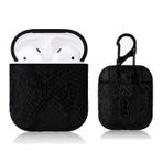 Microcase Airpods Kulaklık ve Şarj Ünitesi için Yılan Derisi Desenli Kılıf - SİYAH