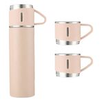 Microcase AL3678 Pembe 3 Bardaklı Paslanmaz Çelik 500 ml Sıcak Soğuk Tutan Çay Kahve Su Termosu