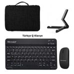 Microcase Apple iPad Air 11 2024 Tablet için Çanta +Türkçe Bluetooth Klavye+Mouse+Tablet Standı-Siyah AL8126