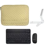 Microcase Apple iPad Air 11 2024 Tablet için Kapitone Tablet Çanta + Bluetooth Klavye + Mouse + Tablet Standı - AL8123 (Mavi)