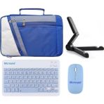 Microcase Apple iPad Air 11 2024 Uyumlu Tablet Çanta+Türkçe Bluetooth Klavye +Mouse+ Standı-Mavi AL4384 - Açık Mavi