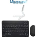 Microcase Apple iPad Pro 13 2025 için Bluetooth Klavye (TR Sticker) + Bluetooth Mouse + Tablet Standı - AL2765