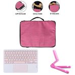 Microcase Apple iPad Pro 13 2025 Tablet ile Uyumlu Toucpad Bluetooth Klavye + Tablet Standı - Pembe AL5194