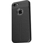 Microcase Apple iPhone 6 6S Leather Effect TPU Silikon Tempered Cam + Siyah Kılıf
