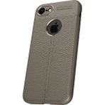 Microcase Apple iPhone 7 Leather Effect Silikon Tempered Cam + Gri Kılıf