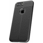 Microcase Apple iPhone 7 Plus Leather Effect Silikon Tempered Cam + Siyah Kılıf