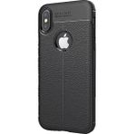 Microcase Apple iPhone X Leather TPU Silikon Tempered Cam + Siyah Kılıf