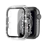 Microcase Apple Watch 7 41mm Elmas Taş Camlı Rubber Kılıf -Şeffaf