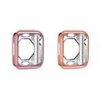 Microcase Apple Watch 7 45 mm Önü Açık Tasarım Parlak Silikon Kılıf (Rose Gold)