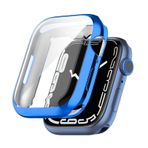 Microcase Apple Watch 7 45 Mm Önü Kapalı Silikon Kılıf - Mavi
