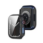 Microcase Apple Watch 7 45mm Ekran Korumalı Sert Slim Rubber Kılıf - I7R1 Siyah