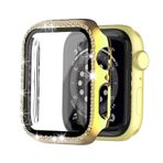 Microcase Apple Watch 7 45Mm Elmas Taş Camlı Rubber Kılıf - Gold