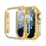 Microcase Apple Watch 7 45mm Elmas Taş Sert Rubber Kılıf - Gold
