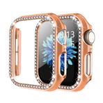 Microcase Apple Watch 7 45Mm Elmas Taş Sert Rubber Kılıf - Rose