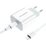 Microcase Borofone Serisi Hızlı Şarj Adaptörü 20W Pd Güç Kaynağı + Type-C Lightning Kablo - AL2894 - Beyaz