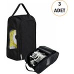 Microcase Çok Amaçlı Fileli Ayakkabı Düzenleyici Seyahat Çantası Hurç 34X23X14 cm 3 Adet AL5503 - Siyah