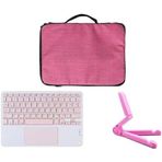 Microcase Honor Pad 10 12.1 Inch Tablet ile Uyumlu Toucpad Bluetooth Klavye + Tablet Standı - Pembe AL5194